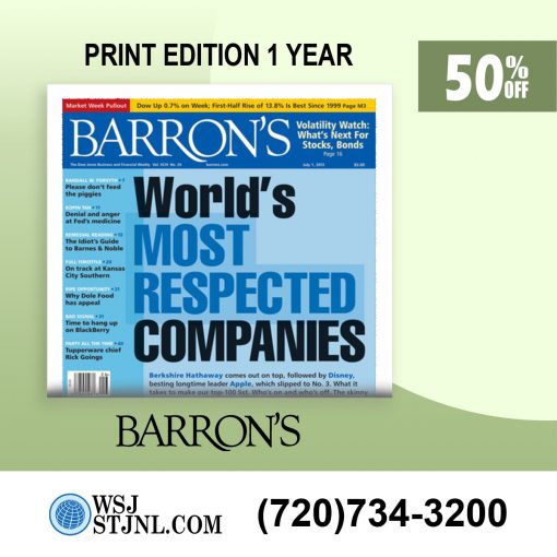 Barron's Newspaper Subscription for 1 Year for $230
